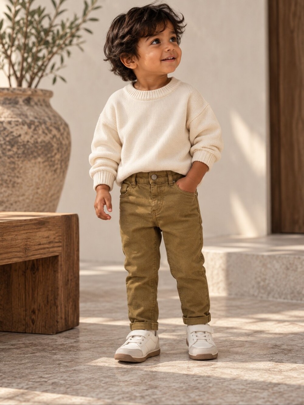 Zara Baby Boy 18-24M Mustard Skinny Jeans Pants Neutral Toddler 92cm